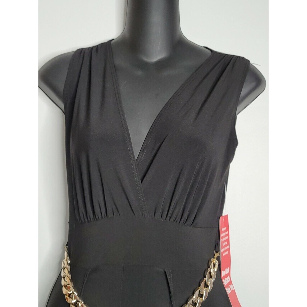 JASMINE‎ Womens Black Dress Front Slit Flowy Romper Style Small NEW - Picture 5 of 8